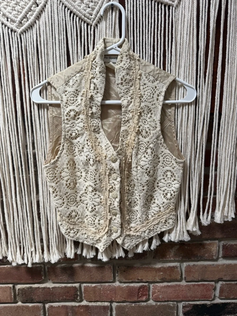Vintage Cream Crochet Lace Vest - Picture 1 of 5